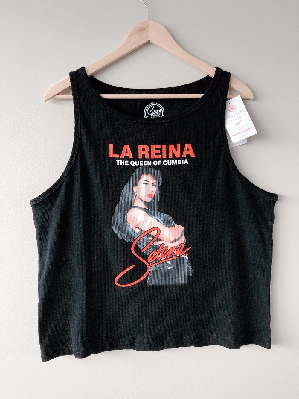 Selena La Reina Graphic Tank Top ribbed black tank the queen of cumbia Mexican